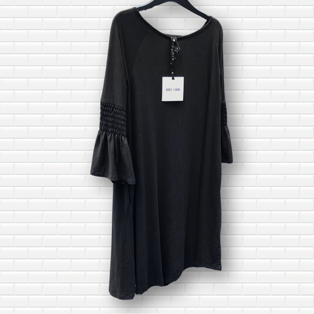 Agnes & Dora Mini Walker Dress 3/4 Raglan Bell Flared Sleeves Black Sz Small